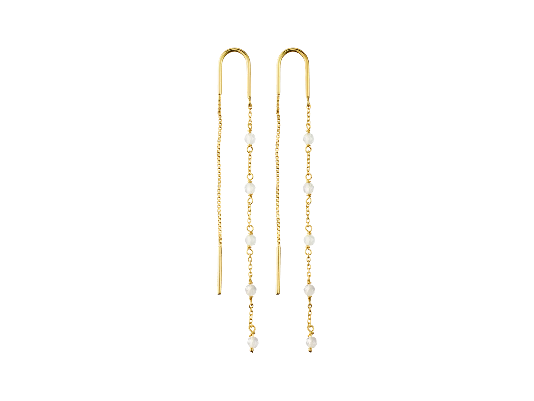 Pendientes de cadena con piedra de labradorita chapados en oro