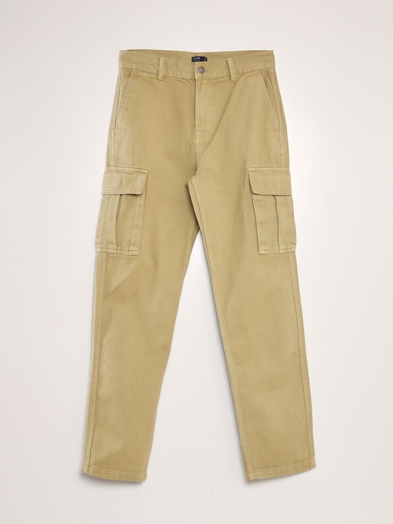 Calça jeans reta com bolsos laterais - VERDE