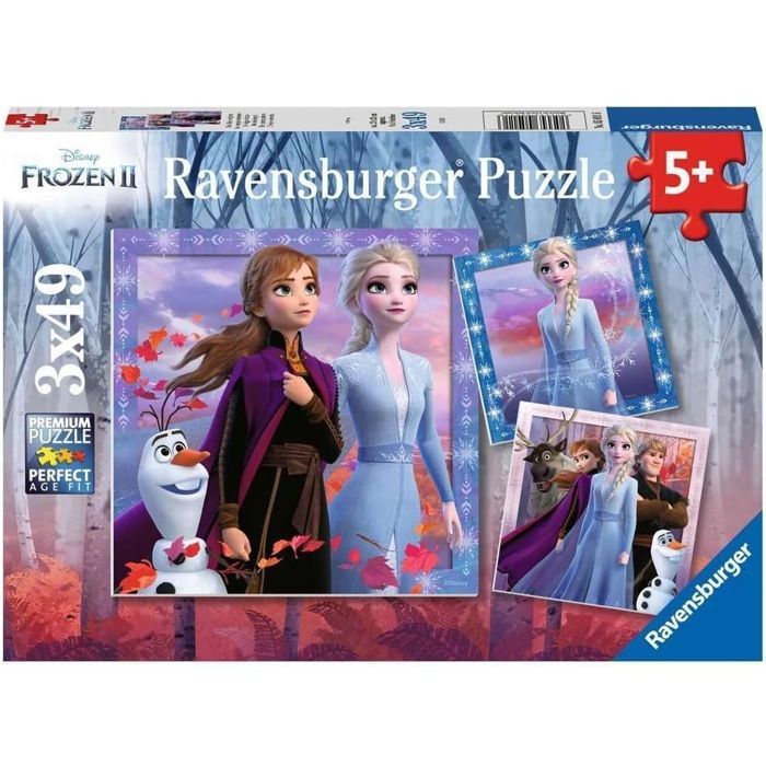 Puzzles 3x49 pièces La Reine des Neiges 2, Le voyage commence, Dès 5 ans, Ravensburger