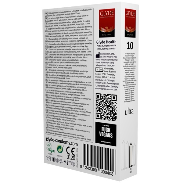 Preservativi vegani Glyde Ultra, confezione da 10 | Salute | Superdrug