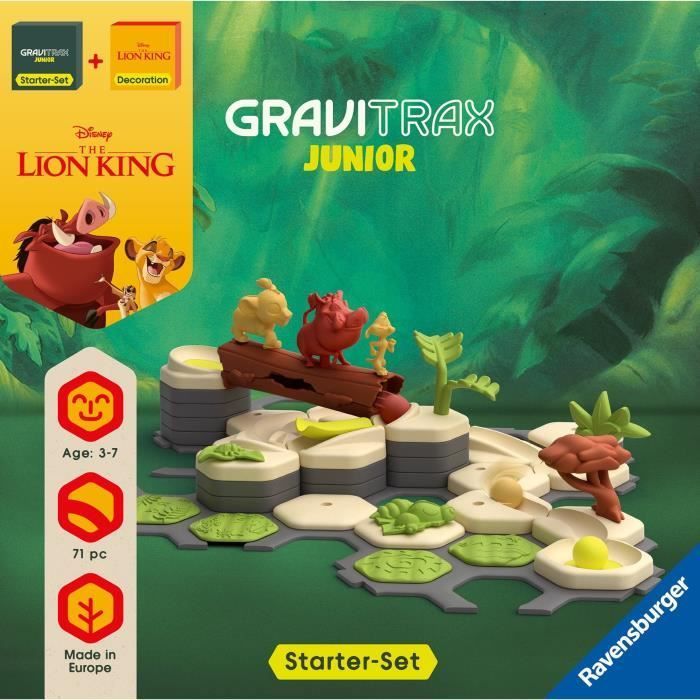 Gravitrax Junior Starter Set El Rey León, Pistas de Canicas, 71 piezas, Para mayores de 3 años, 73437, Ravensburger