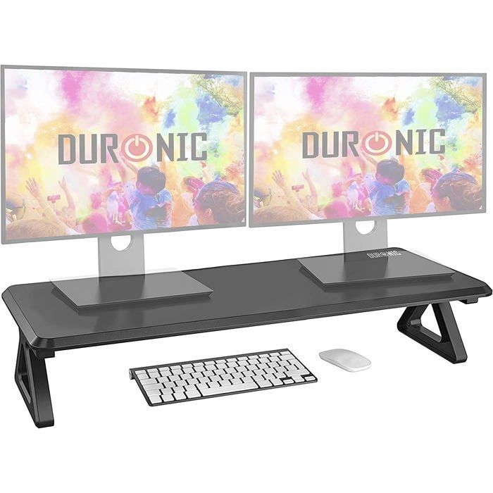 Duronic DM06-2 BK Support pour deux moniteurs en MDF 82 x 30 cm Rehausseur d'écran d'ordinateur portable LCD LED TV Pour 1 ou 2
