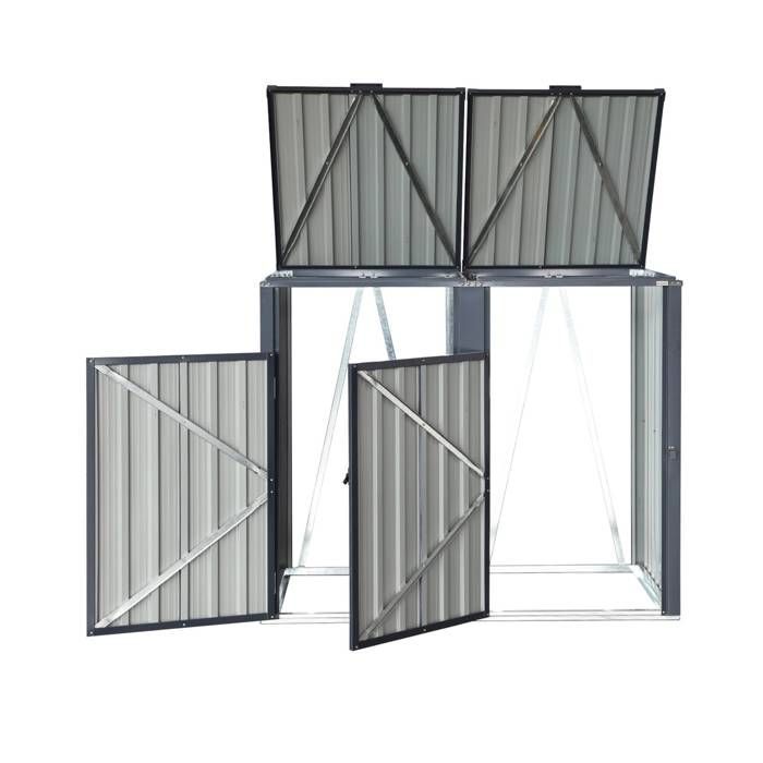 Caja para contenedores de acero galvanizado gris. 2 espacios. Ancho 146 x Profundidad 82 x Alto 124 cm