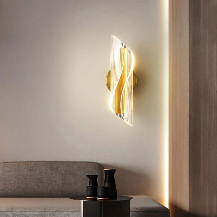 DELIPOP Applique Murale LED Dimmable Moderne Lampe murale 12W 3000K/4000K/6000K Pour chambre à coucher, salon, couloir, entrée – Or
