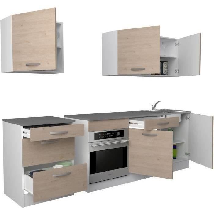 Cuisine complète OSLO - L 240cm  - Chêne - Plan de travail inclus
