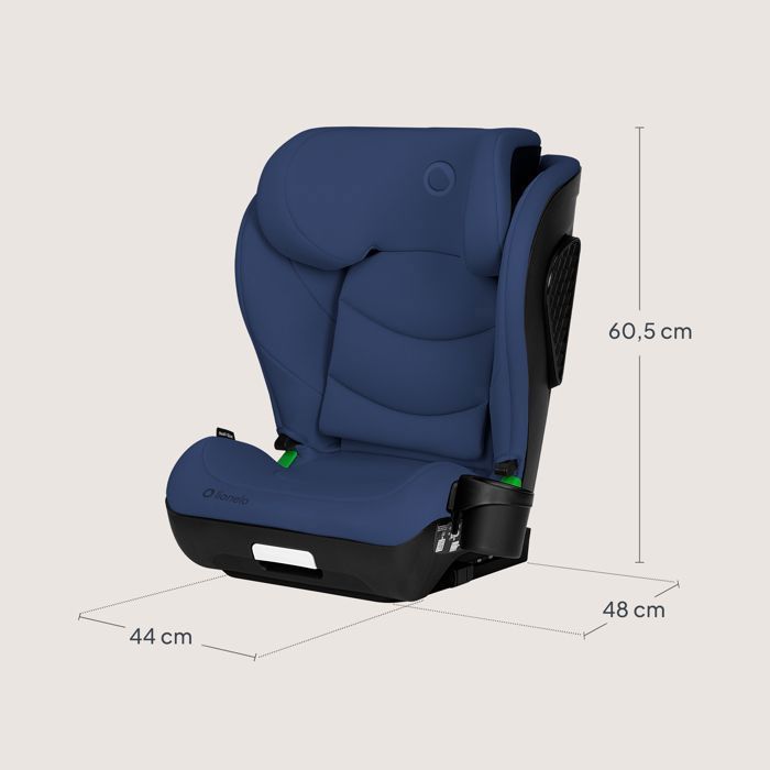 Seggiolino auto LIONELO Neal i-Size 100-150 cm - ISOFIX - Portabicchieri - Seduta ampia - Reclinabile - Gruppo 2/3 - Blu