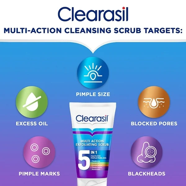 Clearasil 5-i-1 multifunksjonell eksfolierende ansiktsskrubb 150 ml