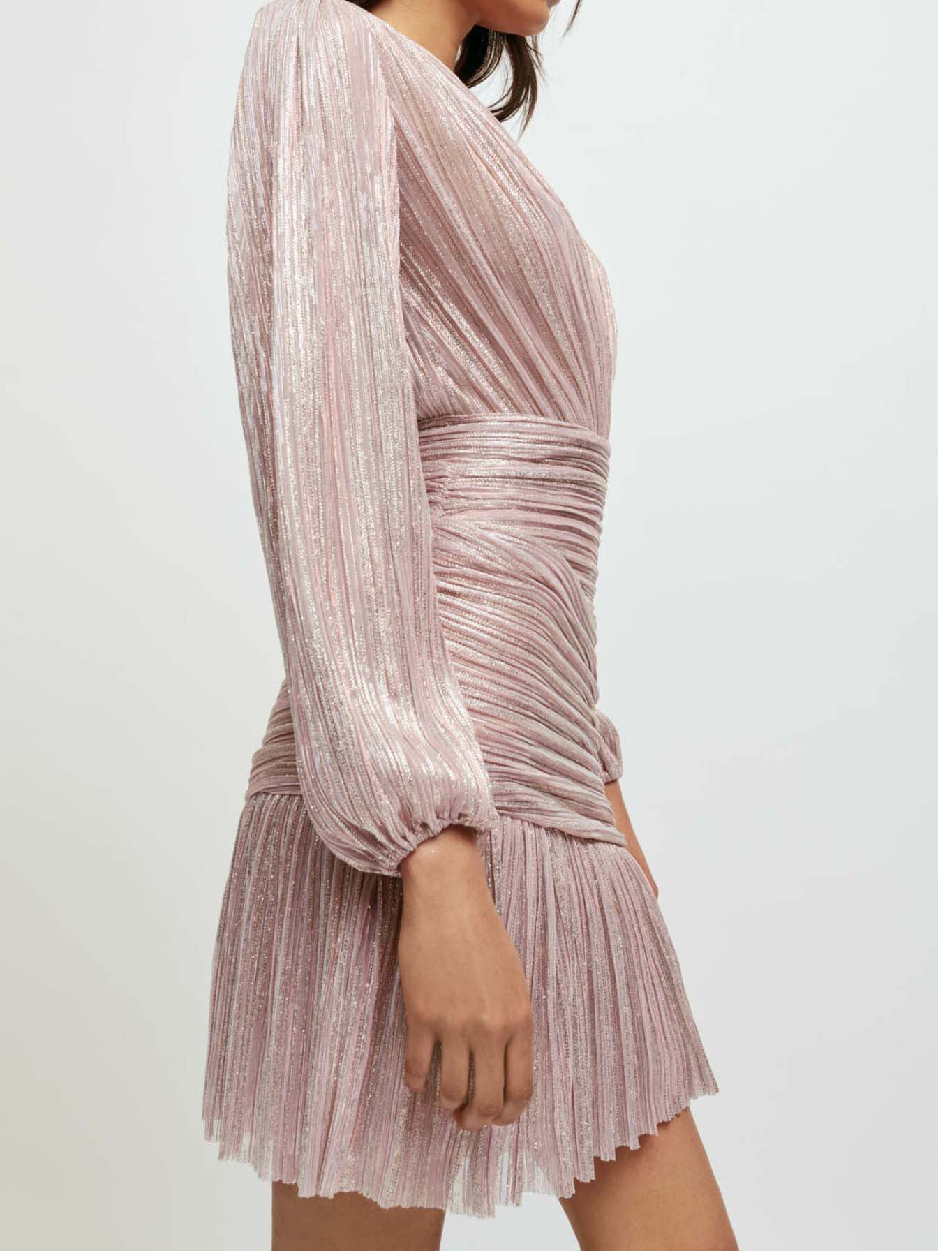 Rochie drapată din lurex - Roz