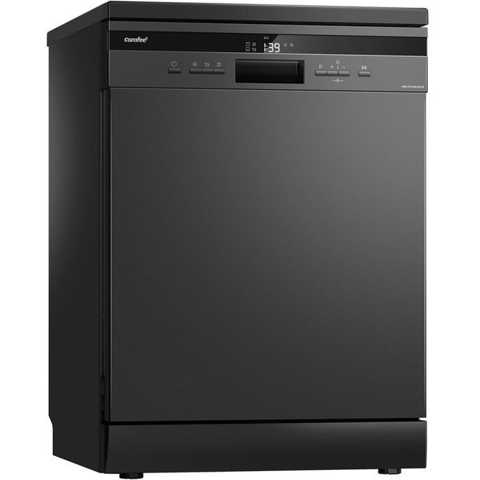 Lavastoviglie a libera installazione Comfee FD1535E-DX, larghezza 60 cm, 42 dB, 15 coperti, 8 programmi, display a LED, acciaio inox scuro, a basso consumo energetico.