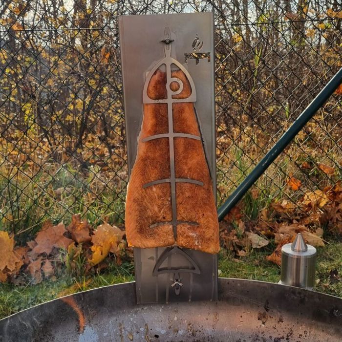 Planche à saumon grillée à la flamme - acier inoxydable - acier inoxydable ignifugé - accessoire pour barbecues à brasero et barbecu