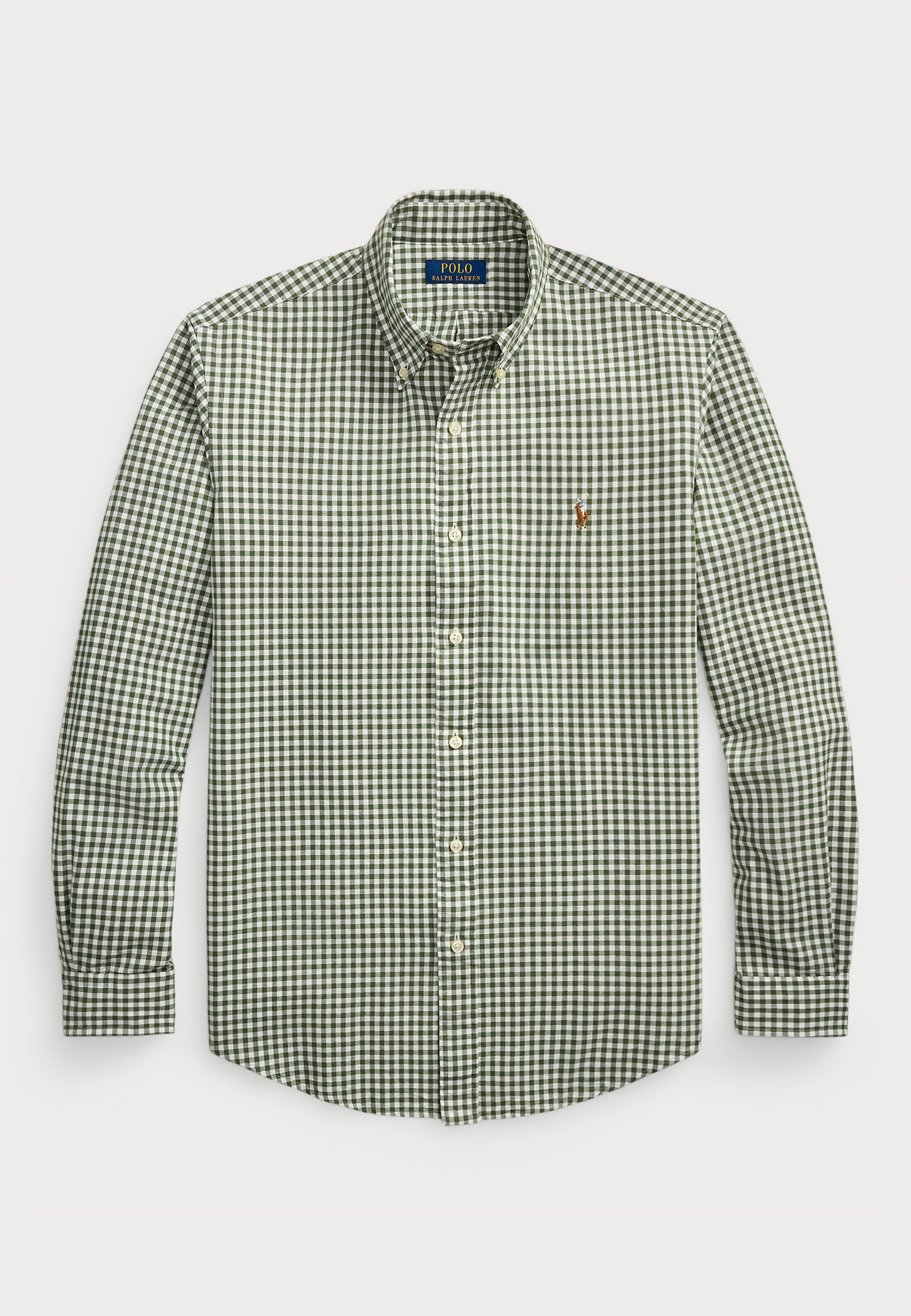 Polo Ralph Lauren CUSTOM FIT GINGHAM OXFORD SHIRT - Košeľa - trojlístková/biela