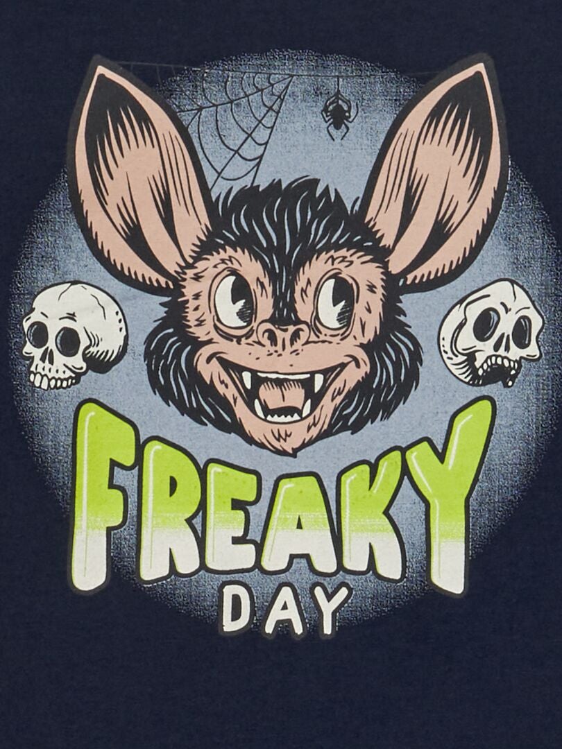 Camiseta estampada com a palavra 'Halloween' - Azul