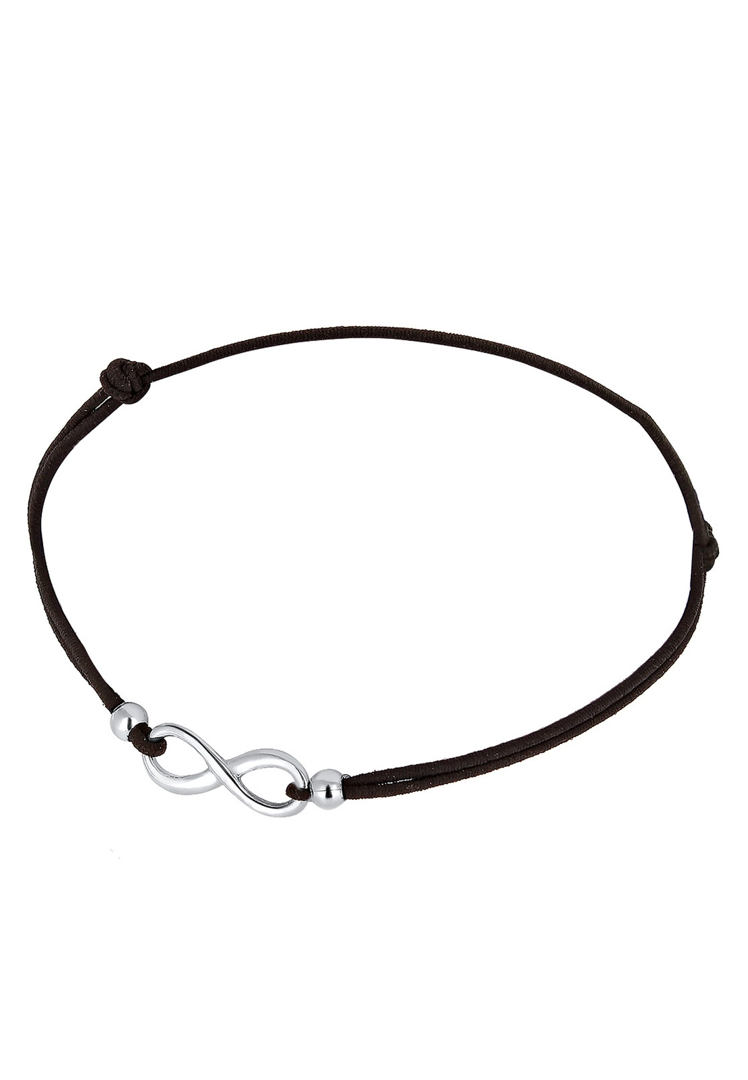 Elli Femmes Symbole Infinité Élastique Noir en Argent Sterling 925