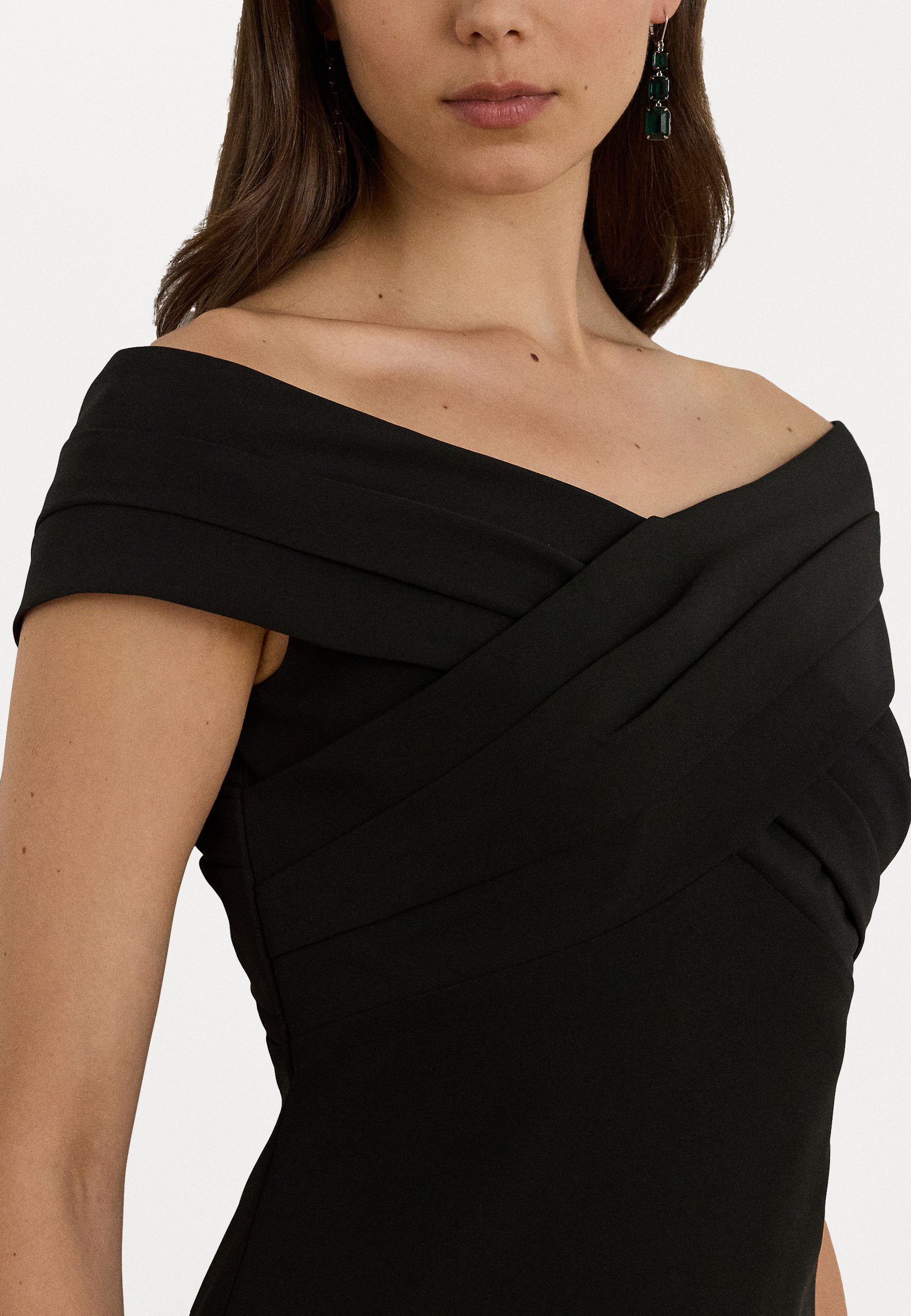 Lauren Ralph Lauren crêpe cocktailjurk met blote schouders - Cocktailjurk / Feestjurk - zwart