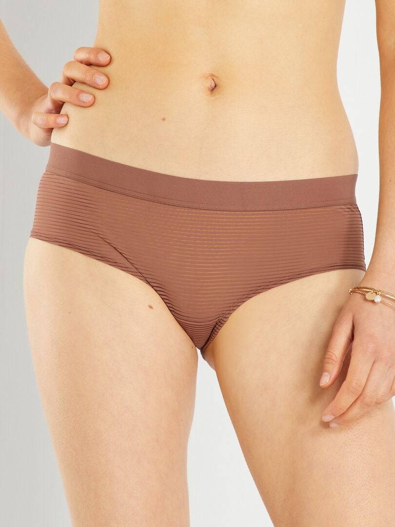 Calças culote de microfibra - MARROM