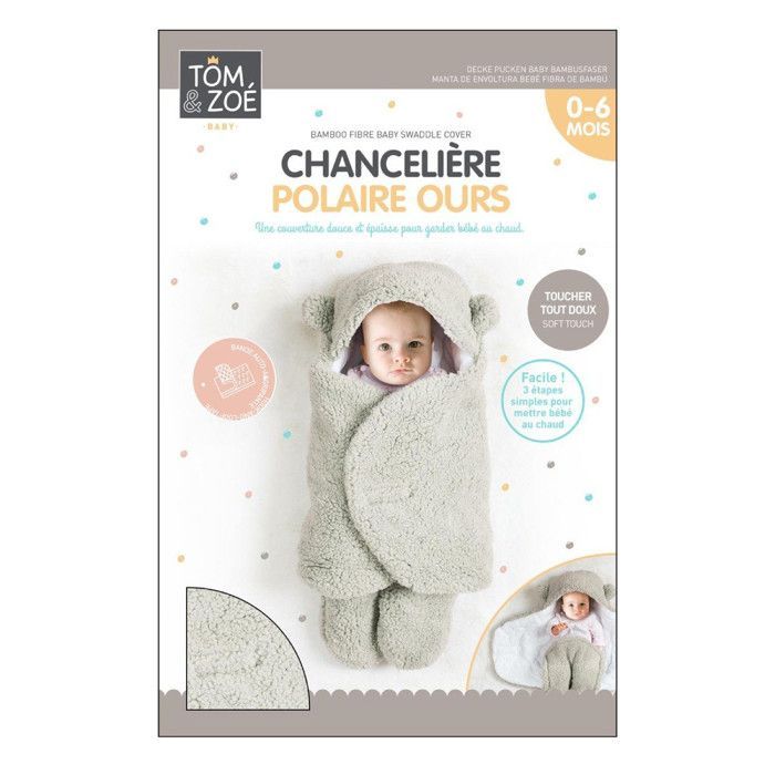 Saco de dormir para niños - Tom y Zoe - Osito de peluche - Polar - Suave - Gris