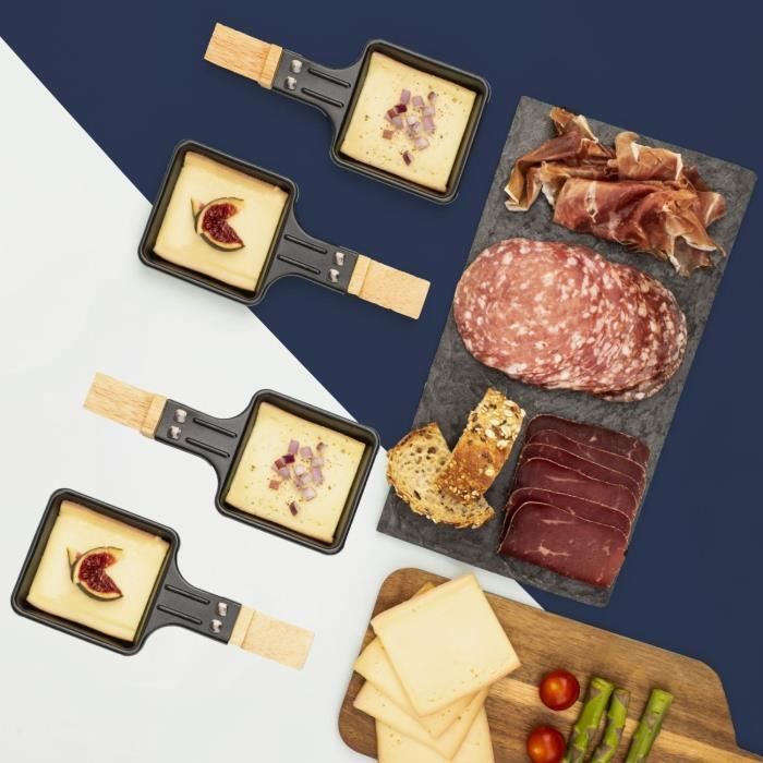 HKOENIG Raclette Grill - WOD6 - Geschikt voor maximaal 6 personen - Baksteen - Houten design - 900W