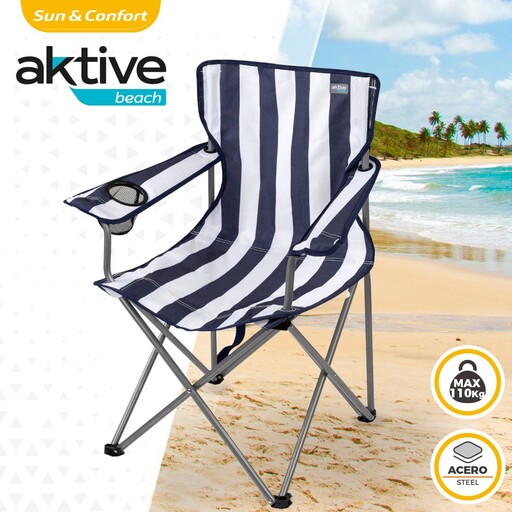 Silla Plegable Camping Con Posavasos Aktive