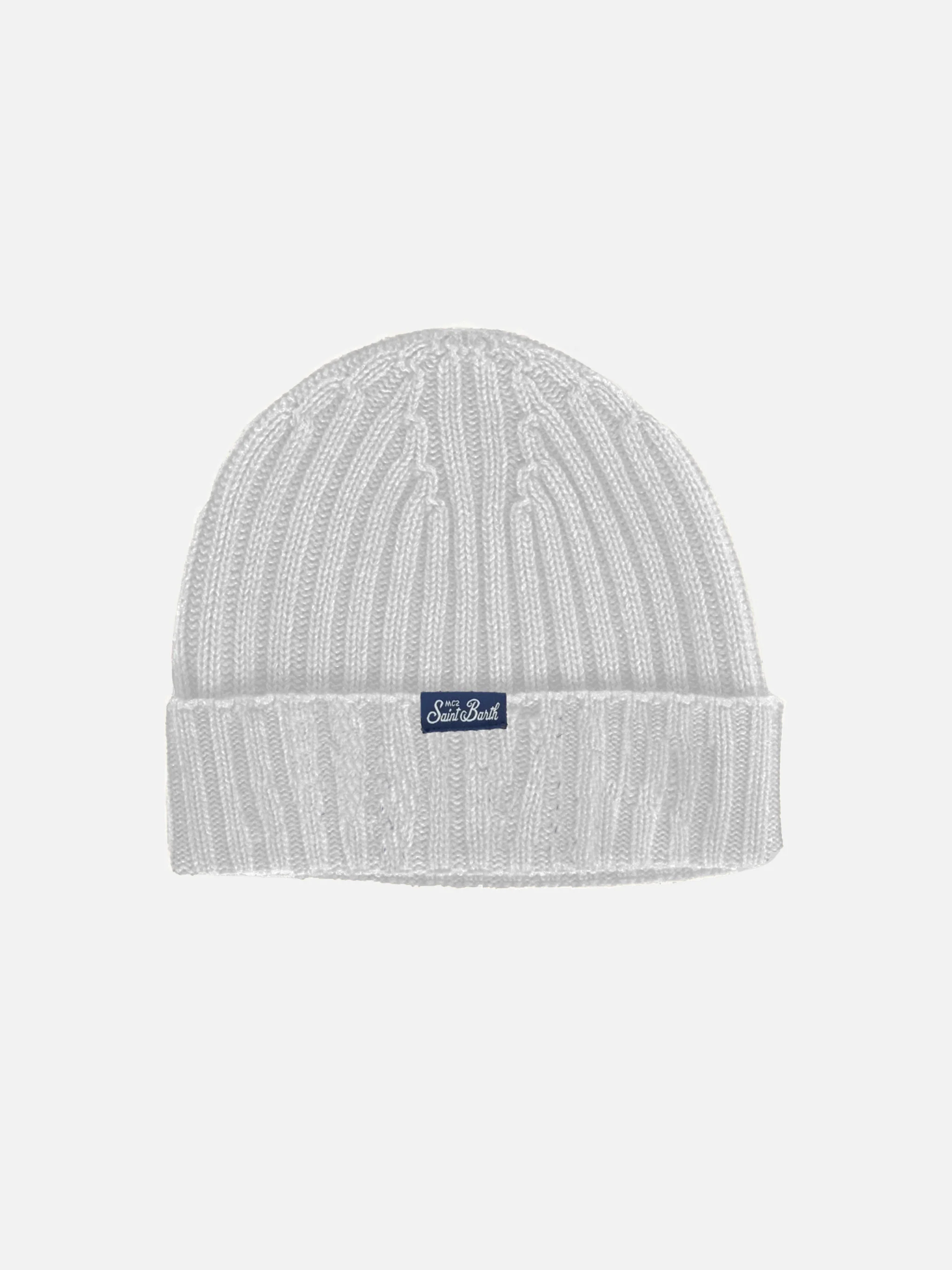 Cappello a coste grigio chiaro Wengen con ricamo Super G