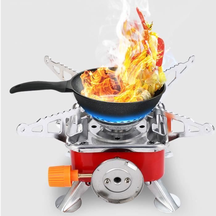 Fogão a gás portátil dobrável para camping, ideal para espaços pequenos. Perfeito para cozinhar ao ar livre.