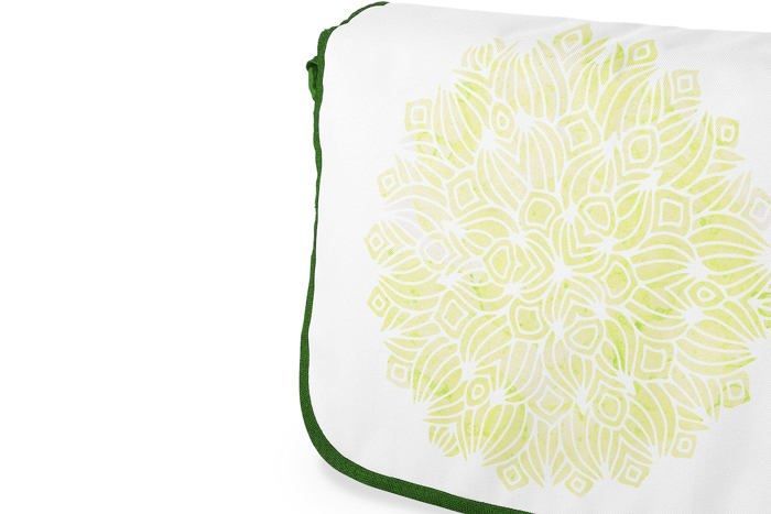 Besace enfant en coton vert imprimé - sac reporter mixte, bandoulière réglable