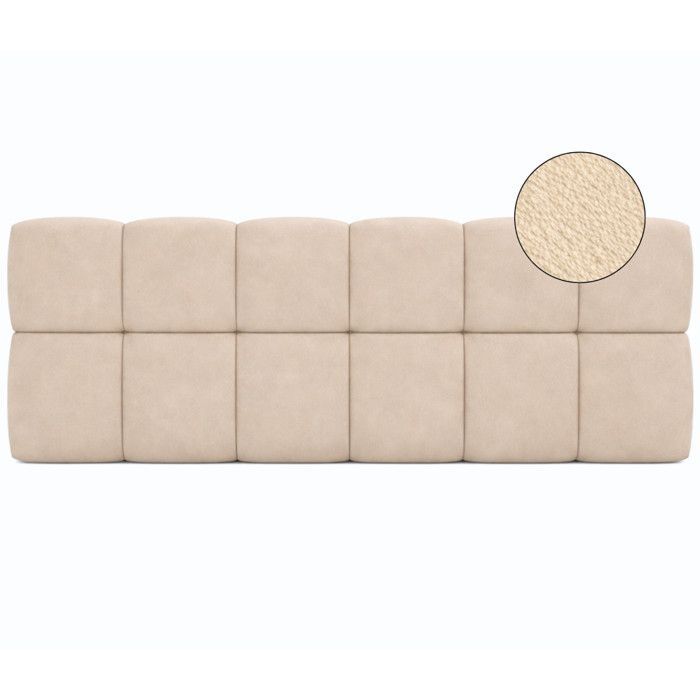 IDMARKET Tête de lit suspendue matelassée NUAGE velours beige 160 cm