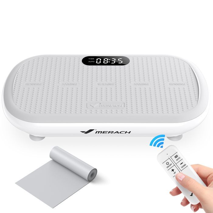 Pedana vibrante MERACH, telecomando, schermo LED, Bluetooth, 10 velocità, 11 programmi, silenziosa ≤70dB, portata 200 kg