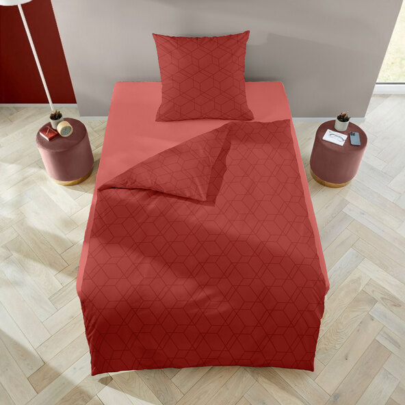 Damast beddengoed, 135 x 200 cm, rood