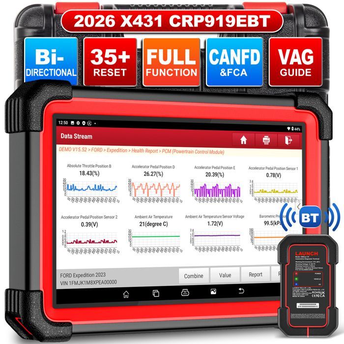 Herramienta de diagnóstico automotriz LAUNCH CRP919X BT, herramienta de diagnóstico OBD2 bidireccional (francés), más de 31 funciones de reinicio, codificación de ECU.