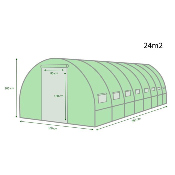 Serre de Jardin - PE armé - 24m² - Vert - Protection anti-UV
