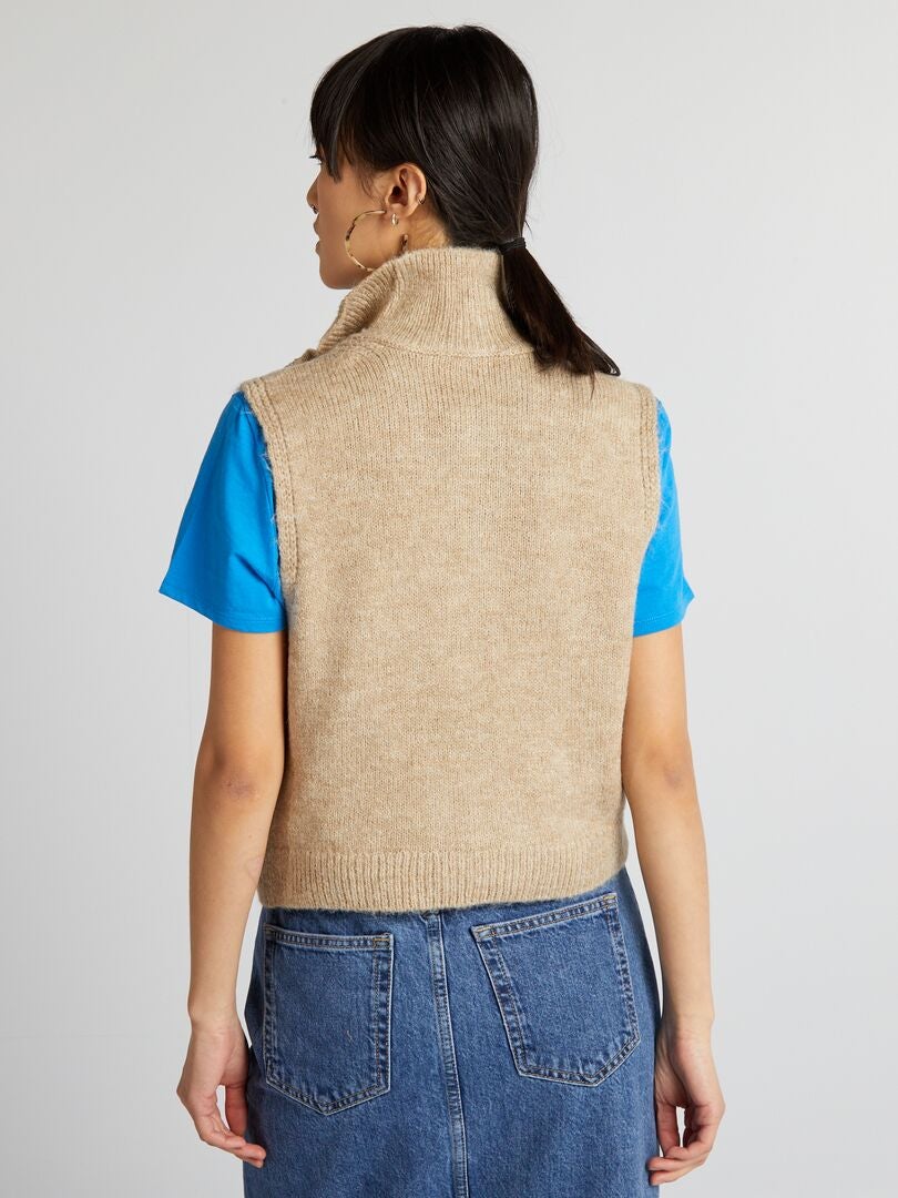 Jersey de punto sin mangas - BEIGE