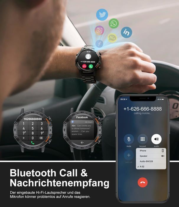 Men's Smartwatch with Bluetooth Calling, Wireless Charging, 1.39