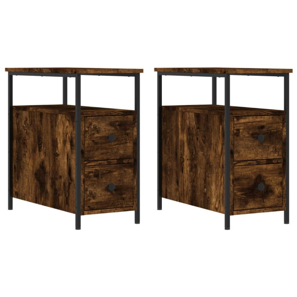 2x Szafka Nocna Brązowa z Regulowanymi Nóżkami Do Sypialni 30x60x60 cm