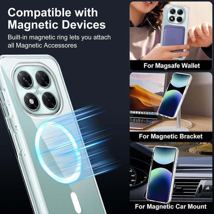 Magnetic Case + 2 Tempered Glass Screen Protectors for Xiaomi Redmi Note 15 Pro 5G - Shockproof and Scratch-Resistant Protection
