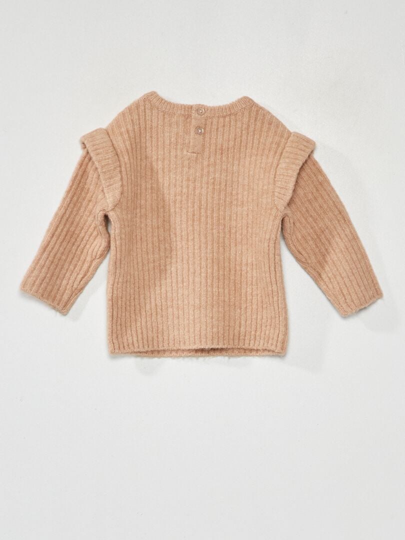 Sweter z dzianiny wzorzystej - BEŻOWY