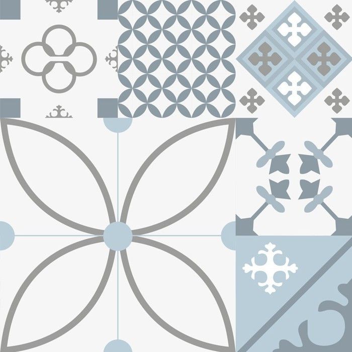 Fond de hotte en aluminium - effet carreaux de ciment bleu - 70x60 cm - 99 Déco