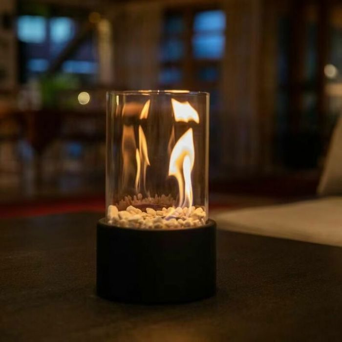 Tabletop Ethanol Fireplace, 16.5 x 16.5 x 27.5 cm, Black