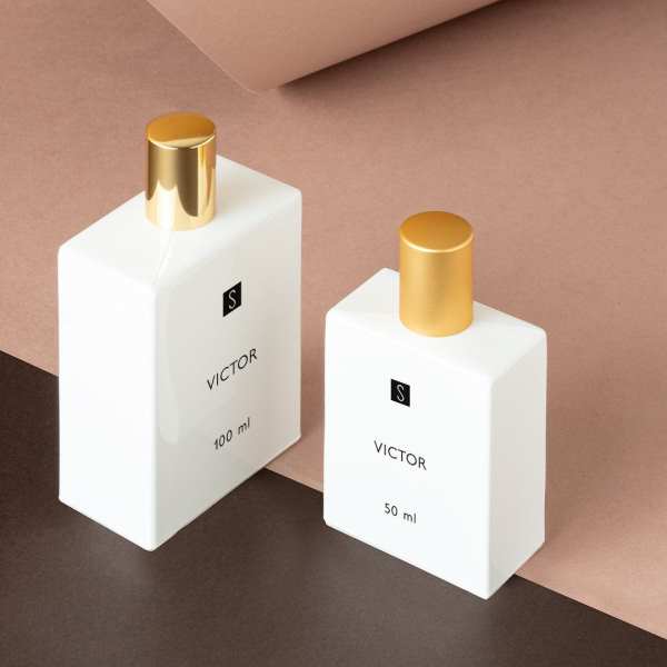 Flacon en verre blanc brillant Victor FEA 15 de 50 ml
