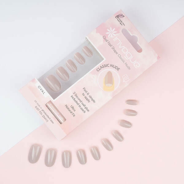 Unghie finte ovali Invogue Classic Nude - Confezione da 24