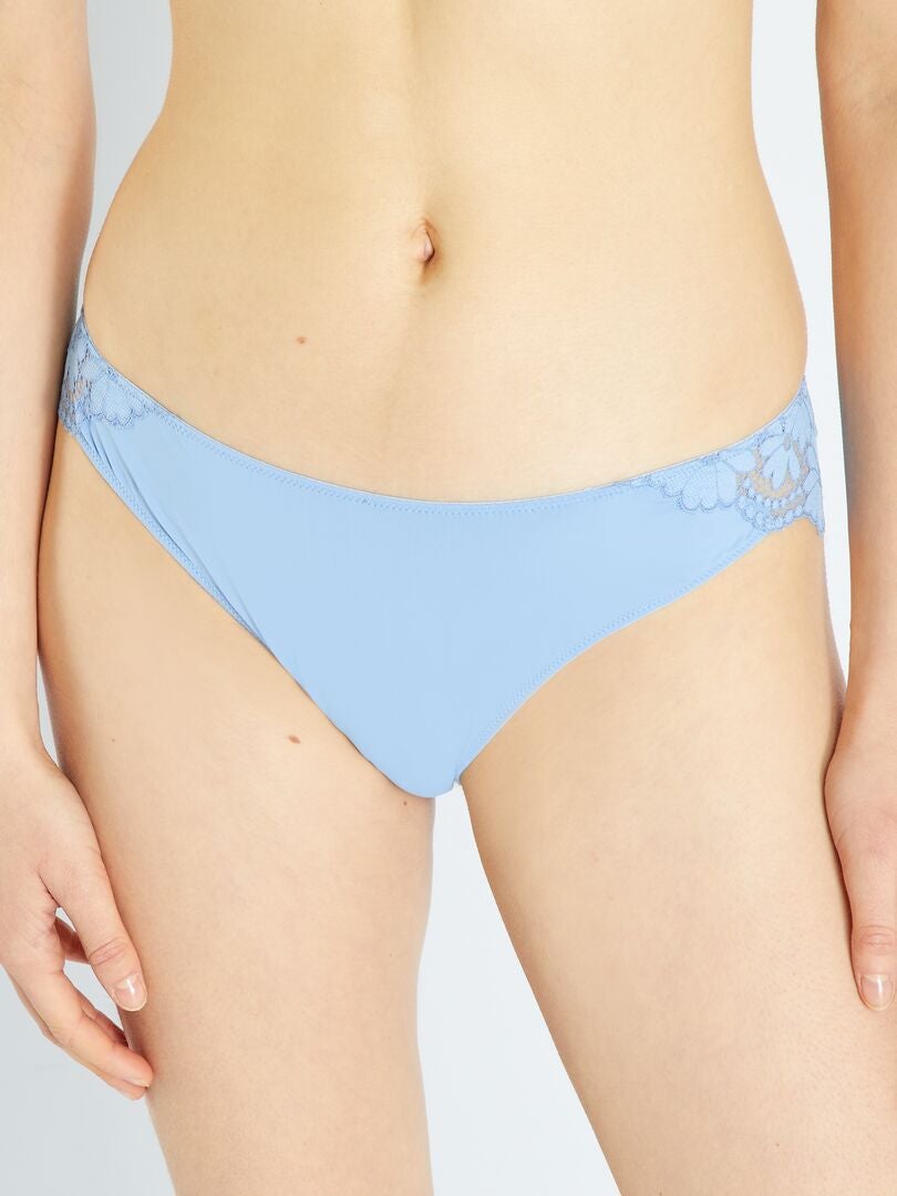 Calcinha de microfibra e renda - AZUL