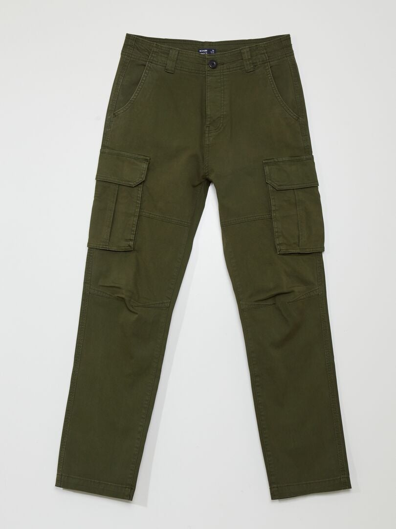 Rechte broek met zijzakken - KHAKI