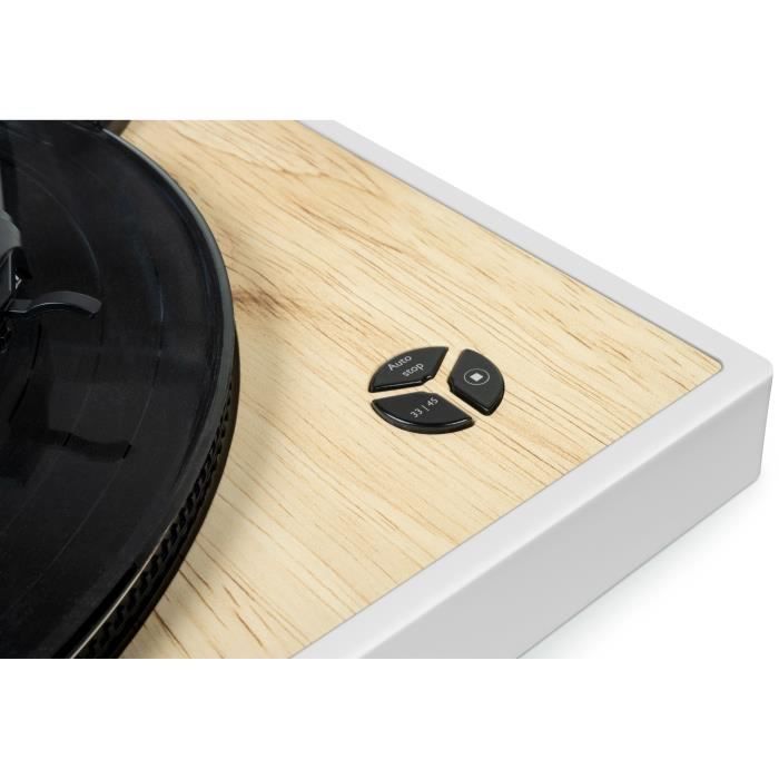 Giradischi THOMSON TT301 - Design in legno e bianco - Testina Audio-Technica AT3600L - 33 e 45 giri