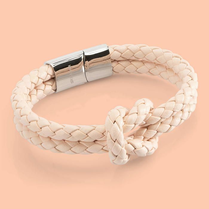 Bracelet en Cuir pour Femmes, SERASAR, B022-20, Rose,  Bijoux bracelet élégants et tendance avec fermoir en acier et magnétique.