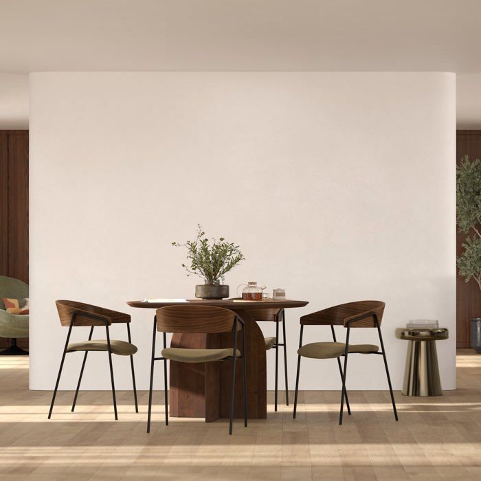 Lot de 2 chaises en velours vert kaki et bois de noyer - Esmée - Rendez-Vous Déco
