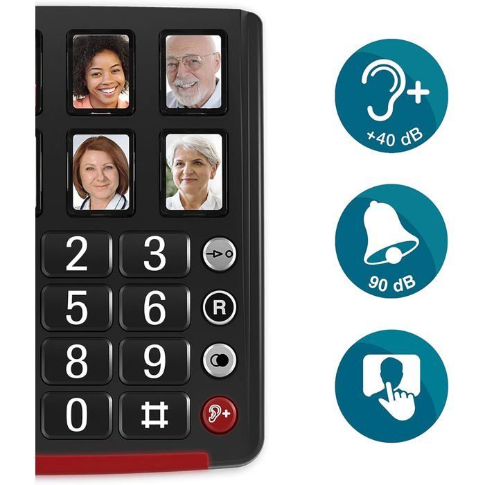 Téléphone filaire à grosses touches - FEBEST - Bigtel 40 Plus - Audio boost 40dB - Sonneries extra fortes
