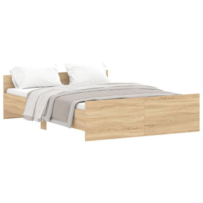 Struttura letto vidaXL, testiera e pediera, rovere Sonoma, 140x190 cm, 3203784