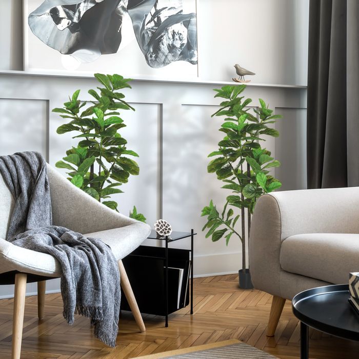 Conjunto de 2 plantas artificiales - HOMCOM - higueras - con maceta - textura natural - 180 cm de altura - para decoración