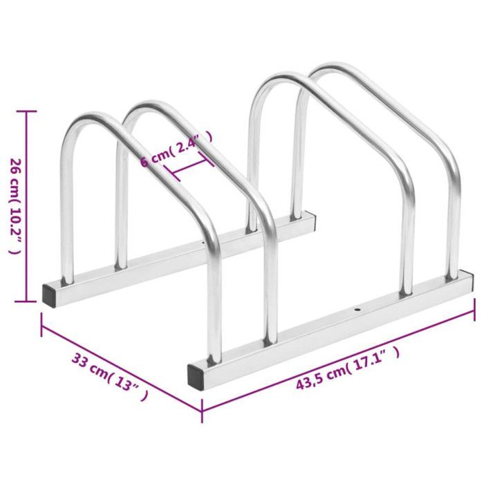 vidaXL Soporte para 2 bicicletas, soporte para bicicletas con almacenamiento, soporte de suelo para bicicletas para garaje, jardín, patio, 154417