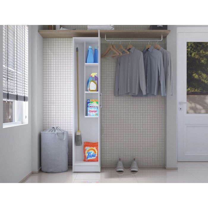 Meubles de rangement - KITS PARANA - Armoire de Buanderie et Cellier Blanche 35 cm 5 Niches - SALLE DE BAIN