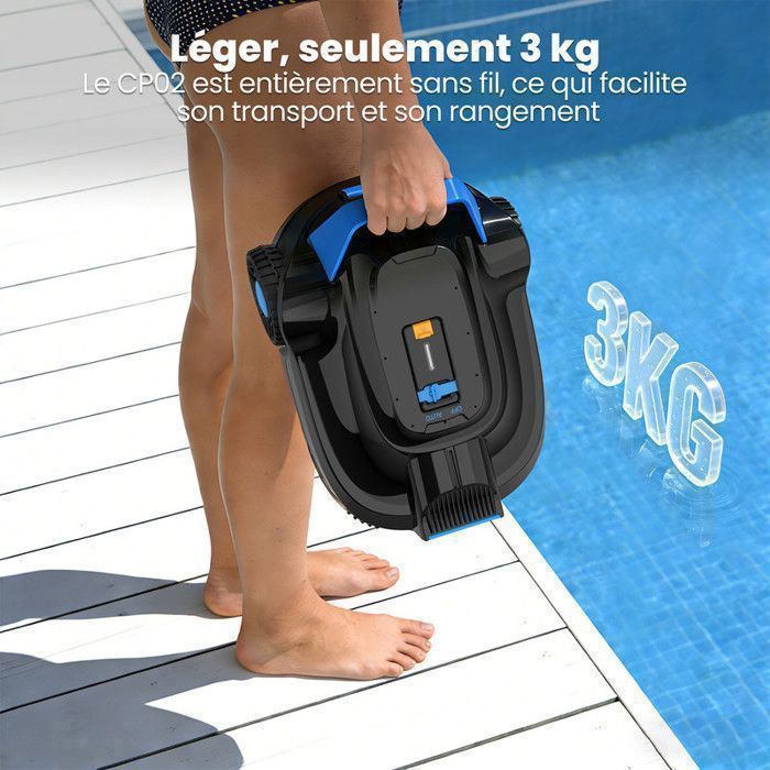 Robô de piscina sem fio AIRROBO CP02, para paredes e linha d'água, 120 minutos de autonomia, forte poder de sucção.